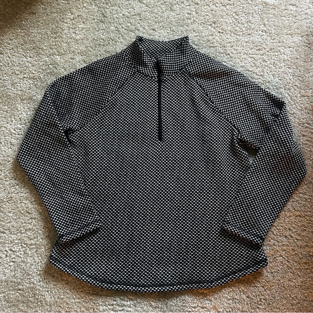 Talbots Quarter-Zip Pullover Houndstooth Black White M